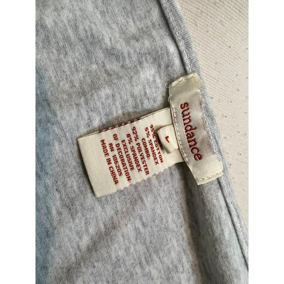 Sundance Large Sweatshirt Gray‎ Velour Ruched Sleeve Pullover Top Scoop Neck - Picture 5 of 10